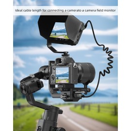 YANBORONSN 8K HDMI Coiled Cable 2.2 ft, 90 Degree Short HDMI to HDMI Cable, Spring Spiral HDMI 2.1 Cable 8K @ 60Hz, 48 Gbps, for Camera/TV/Capture Cards/Tablet (Left)