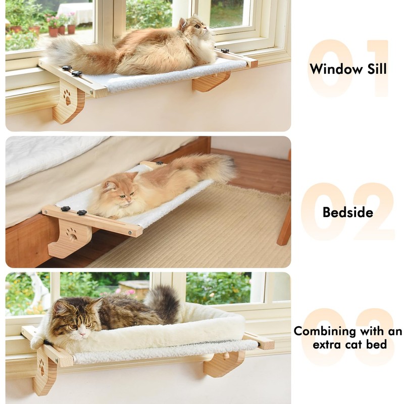 AMOSIJOY Cat Sill Window Perch Sturdy Cat Hammock Window Seat