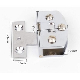 KAFENDA Silver Modern Glass Door Hinge (2 Pairs = 4 Pieces) for 5-8mm Glass, No Drill Required, Brushed Finish, 99 lbs Max Weight Capacity