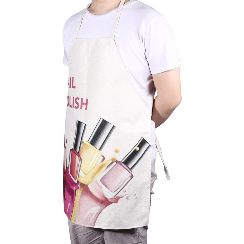Lurrose Nail Tech Apron Adjustable Neck Long Ties Cosmetic Manicurist