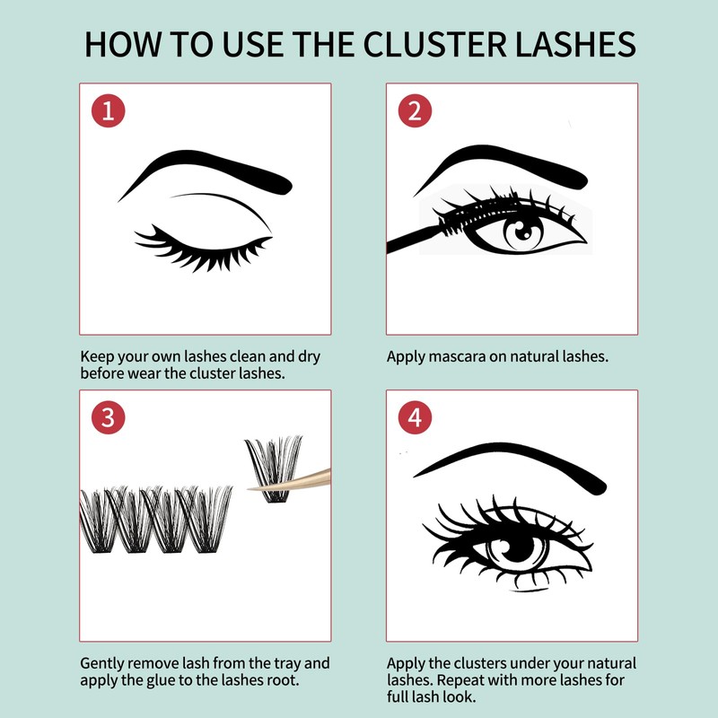 FADVAN Cluster Eyelash Extensions 280 Pieces Curl D Eyelashes Individual