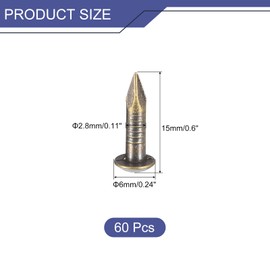 sourcing map 60 Pcs Small Tiny Nails 2.8mmx15mm(DXL) Tiny Brass Nails Hardware Nails Small Nail for Wooden DIY Decorative Boxes Household Accessories, Bronze Tone