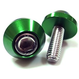COTRAX License Plate Bolts, Lightweight, Aluminum, License Plate Bolts, Washers + Stainless Steel M6 Bolts, Dress Up Custom Screws, Automobile, Motorcycle, Universal Parts, Circle, Set of 4 (Green)