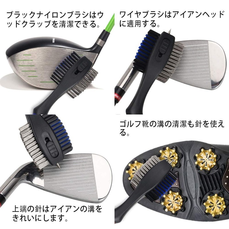 Golf Club Brush, Clean, Maintenance Tool, Wire, Nylon, Needle Storage,
