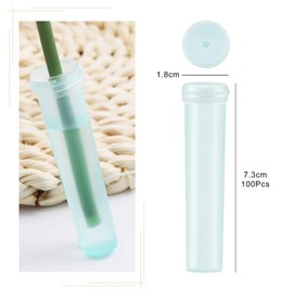 WANDIC Flower Water Pipe, 100 Pcs Clear Floral Tube Plastic Flower Vials with Cap Flower Arrangement, 2.8 x 0.7 Inches