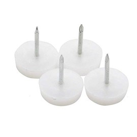 Ruwado 30 Pcs Furniture Feet Nail Nylon Chair Glides Sliders White Round Head 18 X 5 MM Chair Table Legs Feet Protectors Nail Pad for Home Sofa Skid Tile Decoration Nail On Sliding Disc