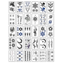 BRIIKPP タトゥーシール 防水 長持ち 刺青シール かわいい 数字 星 月 太陽 王冠 十字架 5.7cm*9.7cm 入れ墨シール 30枚セット