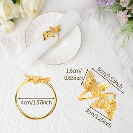 Butterflies Serviette Buckle, 20PCS Gold Butterfly Napkin Ring Wedding Party Napkin Holders, Butterflies Napkin Buckle Delicate Napkin Circles for Wedding Birthday Christmas New Years
