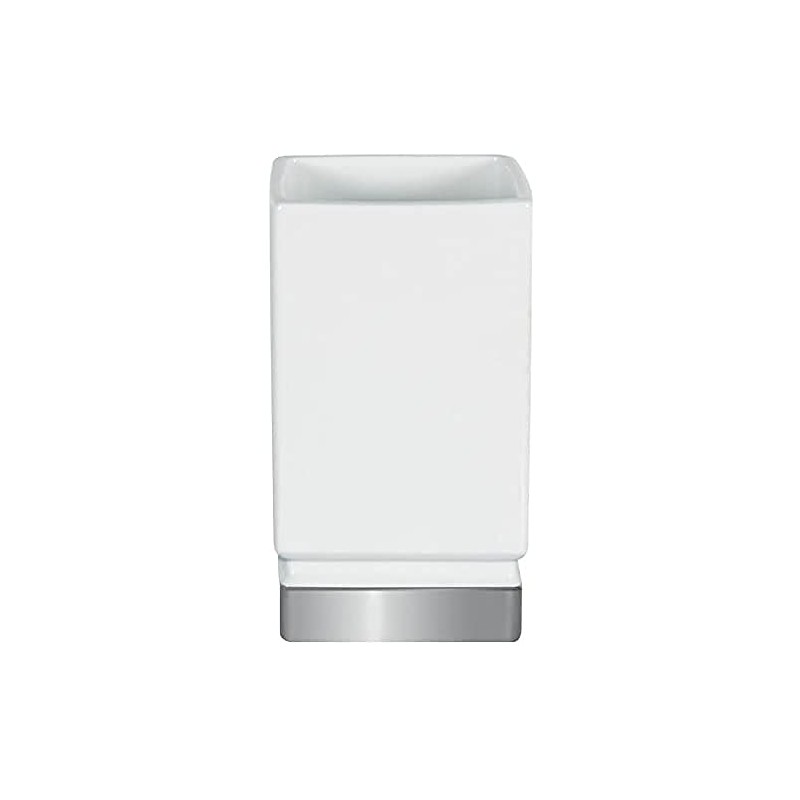 Spirella Zahnputzbecher Zahnbürstenhalter Porzellan Roma 7x12 cm Weiß/Silber