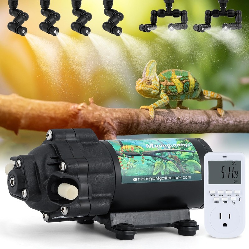 Moongiantgo Reptile Humidifier - Reptile Misting System with 4PCS 360°Adjustable