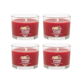 Yankee Candle Signature Votive Mini Candle Jar, Holiday Zest Scent, Natural Soy Wax Blend Candle with Natural Fiber Wick, 1.3 OZ Glass Jar (Pack of 12)