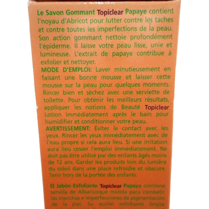 Topiclear Papaya Exfoliating Soap 7 oz by Topiclear