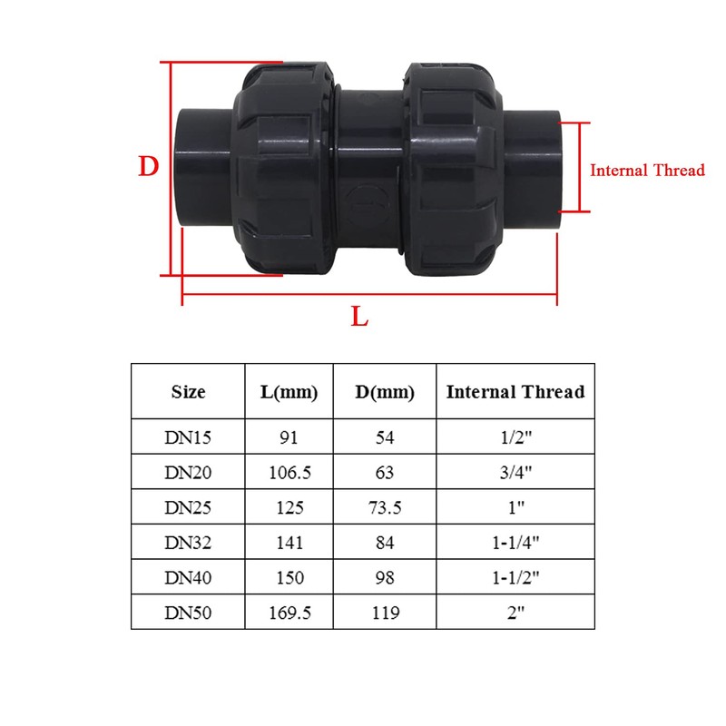 Ball Check Valve Threaded Pool PVC Non Return Valve 1/2"