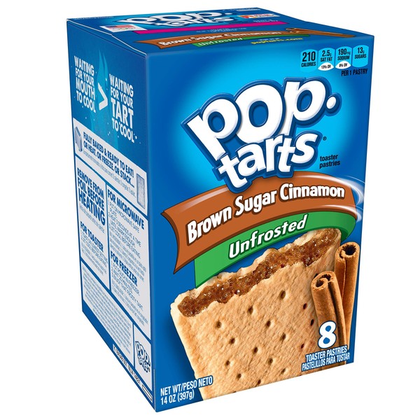 Pop-Tarts Breakfast Toaster Pastries, Unfrosted Brown Sugar Cinnamon Flavored, 14 oz (8 Count)(Pack of 12)