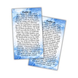 Psalms 91 Prayer for Protection Wallet Cards 30pk 2x3.5” Verses Blue Cloud Design New Drivers Pocket Encouragement Minimalist Modern