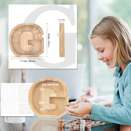 LEcylankEr Spardose Kinder Personalisierte A-Z Alphabet Sparbüchse Holz Spardose Dekoration Kreative groß Sparschwein als Geschenke für Geburtstag, Weihnachten und Thanksgiving (G)