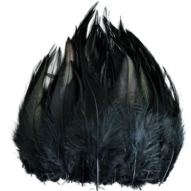 120pcs 5-7" Black Feathers for Crafts，Saddle Hackle Feather，Rooster Feathers Bulk for Wedding Home Party, Dream Catcher Supplies and DIY Crafts(Black)