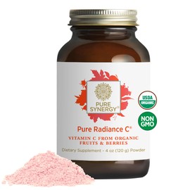 Pure Synergy Pure Radiance C | Organic Vitamin C Powder | 100% Natural, Whole Food, Non-GMO Supplement with Camu Camu Extract | for Immune and Collagen Support (4 oz Powder)