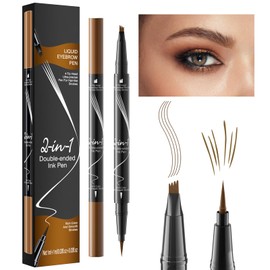 Eyebrow Pencil, Hair Drawing, 2-in-1, Microblading Eyebrow Pencil, 4 Fork Tips, Waterproof Smudge-Proof, Eyebrow Tattoo, Waterproof, Perfect for Make-Up Professionals and Beginners