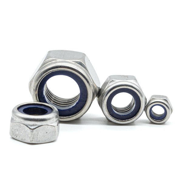 Hippo Hardware M10 (10mm) Nyloc Nuts Insert Nylon Lock Nuts Stainless Steel A2 Type T DIN985 (Pack of 5)