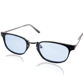 Eight Tokyo IRUV8102 Wellington Sunglasses Square Blue Light Cut Glasses, black and light blue