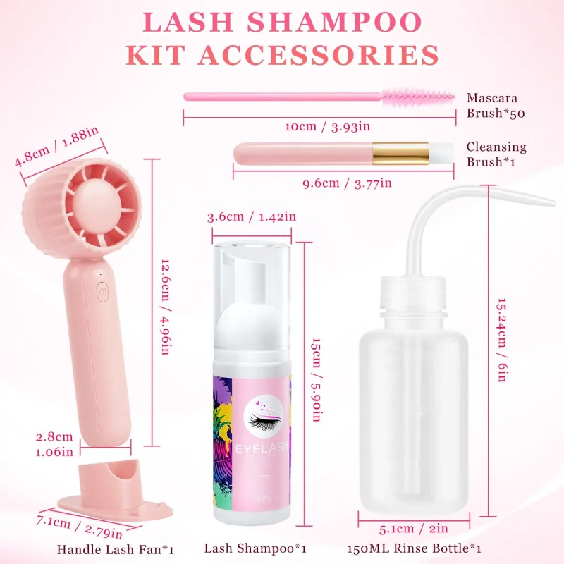 Kit Shampoo Espuma Para Pestañas Y Brocha Para Extensiones
