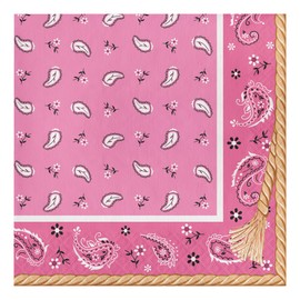 Creative Converting 317379 16 Count Paper Lunch Napkins, Pink Bandana Cowgirl