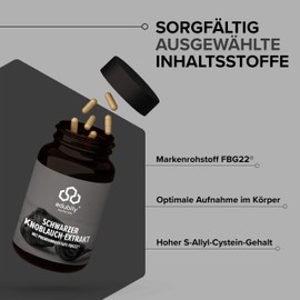 edubily nutrition® Black Garlic Extract - With Optimally Useful S-Allyl Cysteine (SAC) - Triple Fermented - 300 mg per Capsule - Laboratory Tested - German Quality