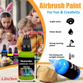 Airbrush Paint 28 Colors Water-Based Acrylic Airbrush Paint Set Ready To Spray Airbrush For Nails Artists Diy Hobbyist And Beginners Airbrush Painting Supplies Includes Metallic Neon Colors (30 ml/1 oz)