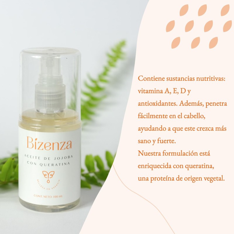Bizenza - Aceite de Jojoba para Cabello - con Queratina
