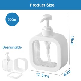Voyzdx Dispensador De Jabón,Jabonera De Baño Despachador 500 Ml,Botellas de Plástico Vacías Dispensador de Jabón Reutilizable con Bomba para Loción, Champú, Gel de Ducha, Crema para Manos,2 Pedazo