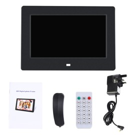 7Inch 1024*600HD Digital Photo Picture Frame Alarm Clock Player Album Remote Control Black