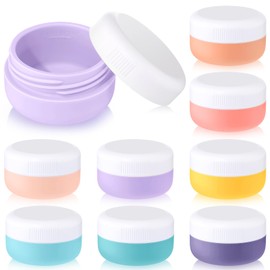 Meanplan 8 Pcs Travel Containers for Toiletries 1 Oz/ 30 ml Small Silicone Cream Jars with Lids Mini Cosmetic Jars Refillable Travel Moisturizer Container for Makeup Face Body Hand Cream