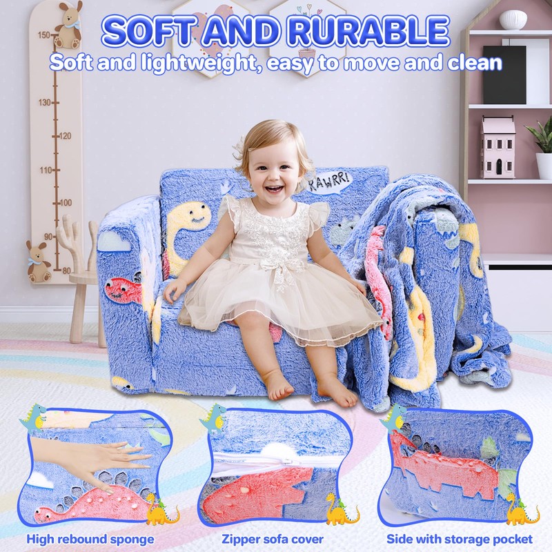 deAO Comfy Toddler Chairs with Blanket Kids Chairs 2-in-1 Soft