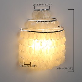 PERMO Double Wall Sconce Lighting Fixure Chrome Finish Seashell Coastal Wall Lamp 2 Lights Modern Bedside Wall Sconce for Living Room Bedroom Beach Home Decor