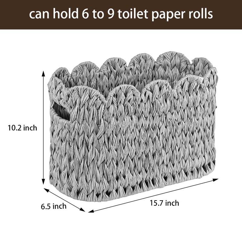 Toilet Paper Storage Basket,Handmade Woven Scalloped Baskets for Bathroom Organizer