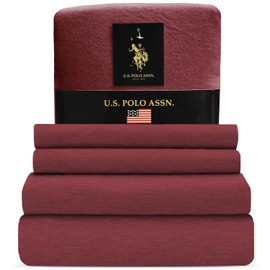 U.S. Polo Assn. Soft Jersey Knit Bed Sheet Set, Cotton-Rich, All-Season Comfort, Hotel Quality