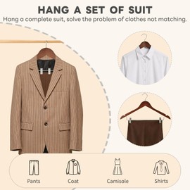 HOUSE DAY Wooden Hangers with Clips 24 Pack, Heavy Duty Walnut Wood Pants Hanger, Premium Skirt Hanger with Adjustable Clips, Solid Clip Hangers for Suit, Blouse, Dress, Coat, Jacket, Bottom