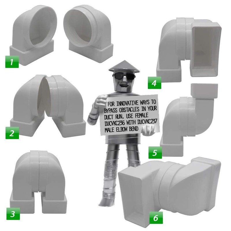 Kair Elbow Bend Adaptor 110mm x 54mm to 100mm -