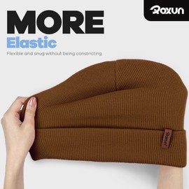 ROXUN Beanie for Men/Women Knit Cuffed Soft Warm Winter Hat Unisex Stocking Cap Coffee