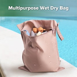 haakaa Waterproof Wet Bags for Baby, Wet Dry Bags for Diaper Bag, Travel, Swimsuit, Beach, Pool, Pump Parts, Stroller, Daycare,Yoga, Blush, 2 Pack