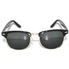 Stylish Retro Half Frame Sunglasses Black Gold Metal Frame Green