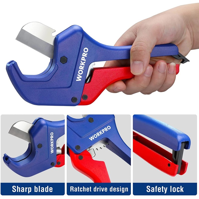 WORKPRO Ratchet PVC Pipe Cutter Up to 1-5/8" Plastic Pipe