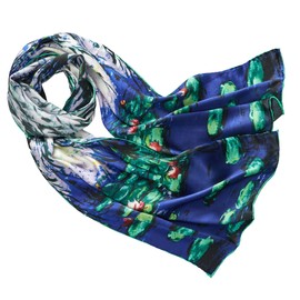 prettystern Women's Silk Scarf Van Gogh Painting Art Prints - P538 Monet Water Lilies