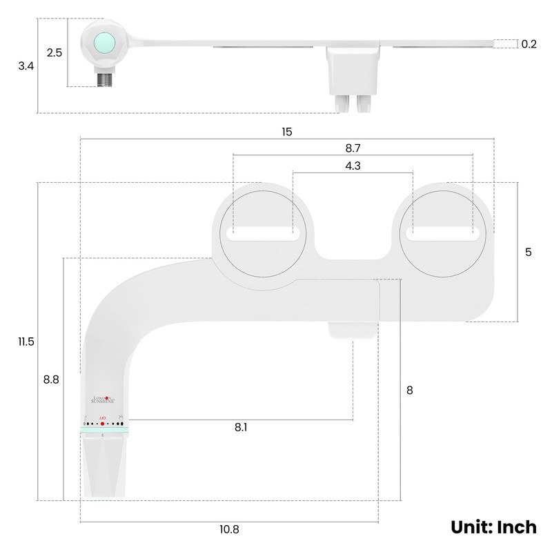 Ultra-Slim Dual-Nozzle Bidet Attachment - Adjustable Cold Water Pressure, Stainless