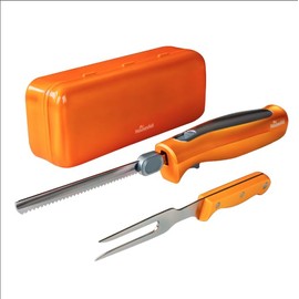 HousesAid Electric Knife,Electric Carving Knife Set with Two Serrated Stainless Steel Blades,Carving Fork,with Non Slip Handle,Safety Lock and Storage Case for Meat,Bread,Other and Foods