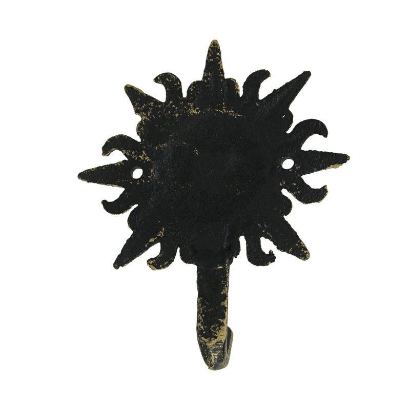 Set of 3 Decorative Cast Iron Sun Face Hooks -
