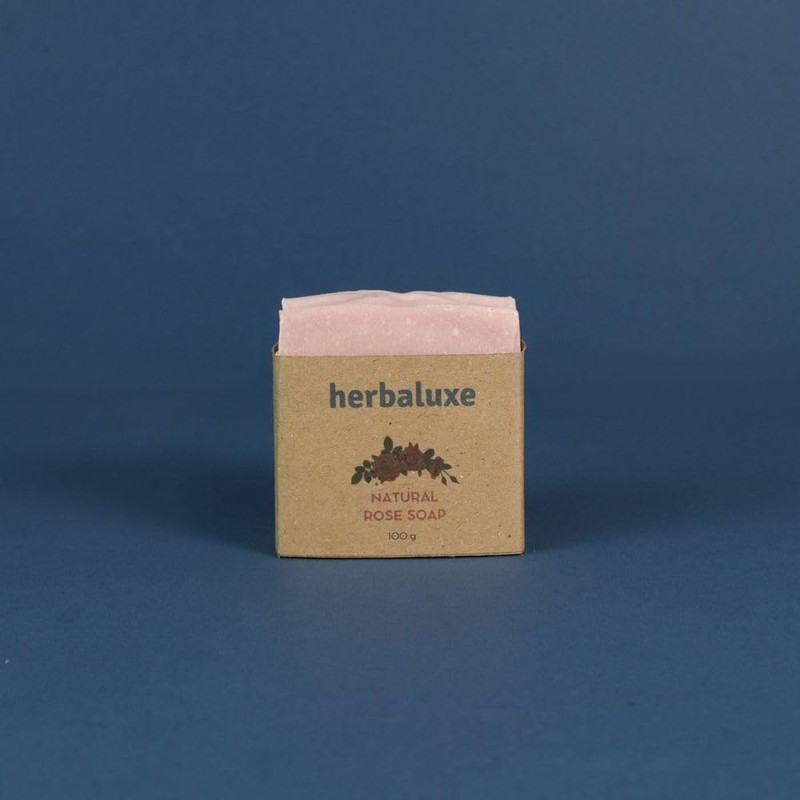 Herbaluxe Handmade Natural Rose Bar Soap for Deep Hydration and
