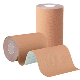 2 Rolls Extra Wide Kinesiology Tape 4in×16.4ft Original Cotton Waterproof Athletic Tape Free Cut Tape for Ankle Wrists Knees Elastic Swimming Sports Activities Tapes (Flesh)