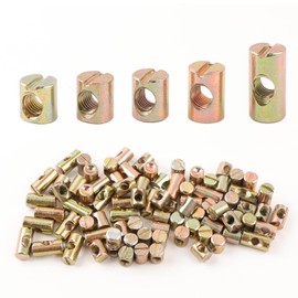Pack of 100 Cross Nut Bolts M6 Cylinder Nut Barrel Nuts Made of Carbon Steel Slot Cylinder Nuts 11 mm 12 mm 13 mm 15 mm 20 mm Cross Nut Nuts for Furniture Beds Chairs Children's Beds
